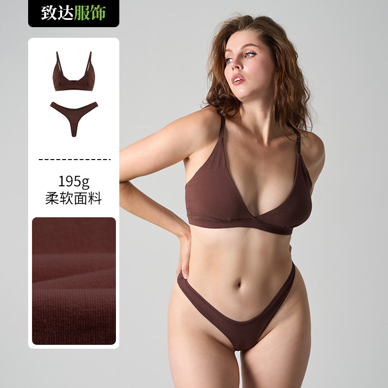 COTTON JERSEY's Triangle Bralette Cotton Bra Set - Quick-drying Sports Bra, Comfortable