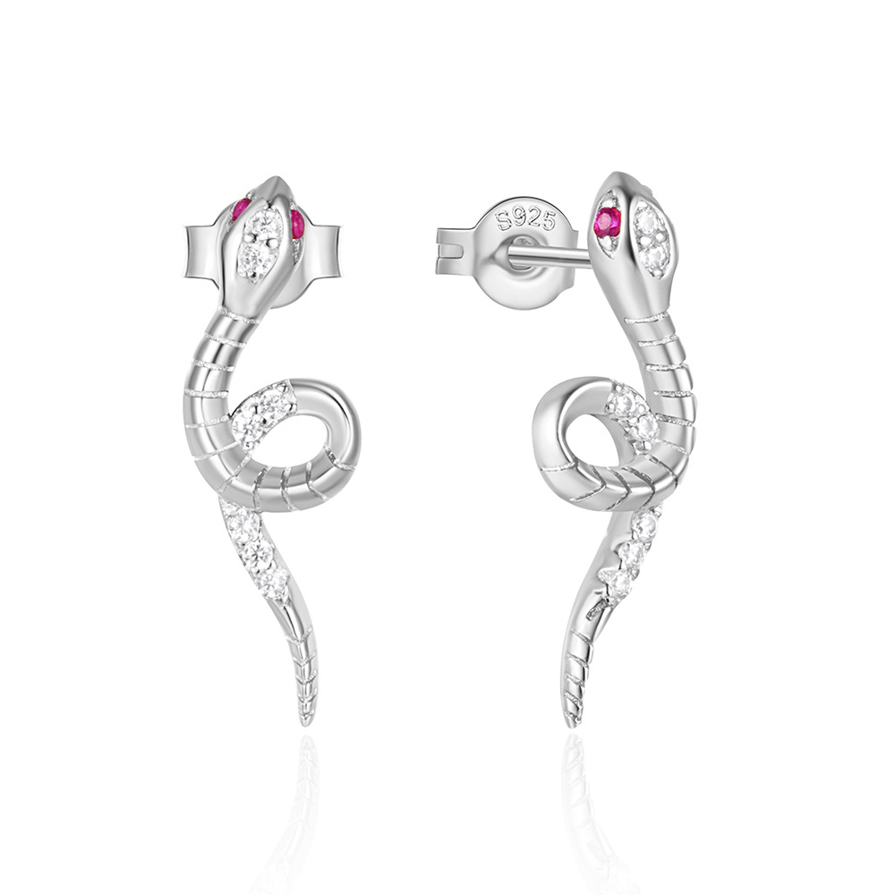 1 Pair Simple Style Snake Plating Sterling Silver Ear Studs display picture 5