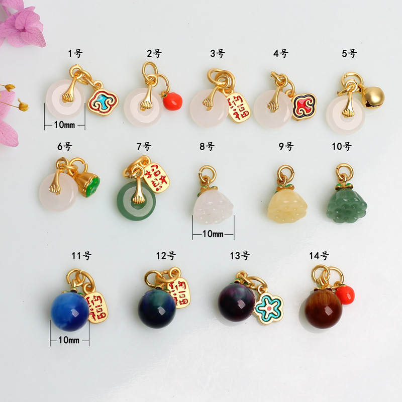 古法金滴油ペンダント平安ボタン蓮蓬小ペンダントセットdiyアクセサリーアクセサリーブレスレットネックレス材料|undefined