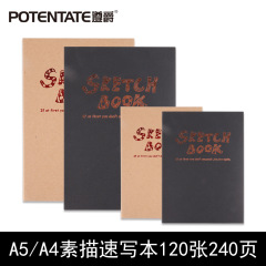 POTENTATE Zunjue A5 スケッチブック A4 スケッチブック 絵画ブック ブランク 厚みのある 120 枚 240 ページ アート用