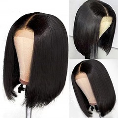 2024 Best Selling Women's Short Straight Medium Parted Black Bob Wig Short Straight Hair Amazon Dropshipping