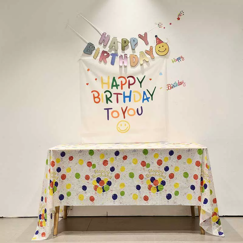 现货批发一次性长方形桌布派对生日印花PEVA台布防水防油加厚