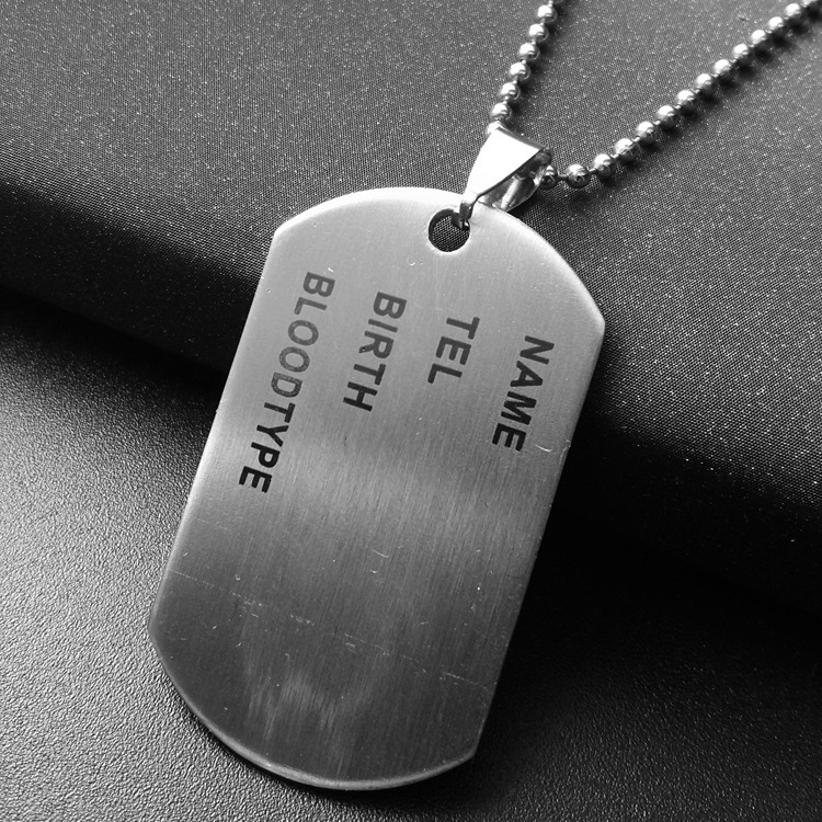 Fashion Lettering Military Identity Card Titanium Steel Pendant Wholesale Nihaojewelry display picture 3