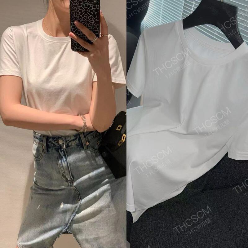 26 Early Spring Liquid Ammonia Silky Pima Cotton Colorful Planet Embroidery Round Neck Slim Fit Elegant Simple Short Sleeve T-Shirt