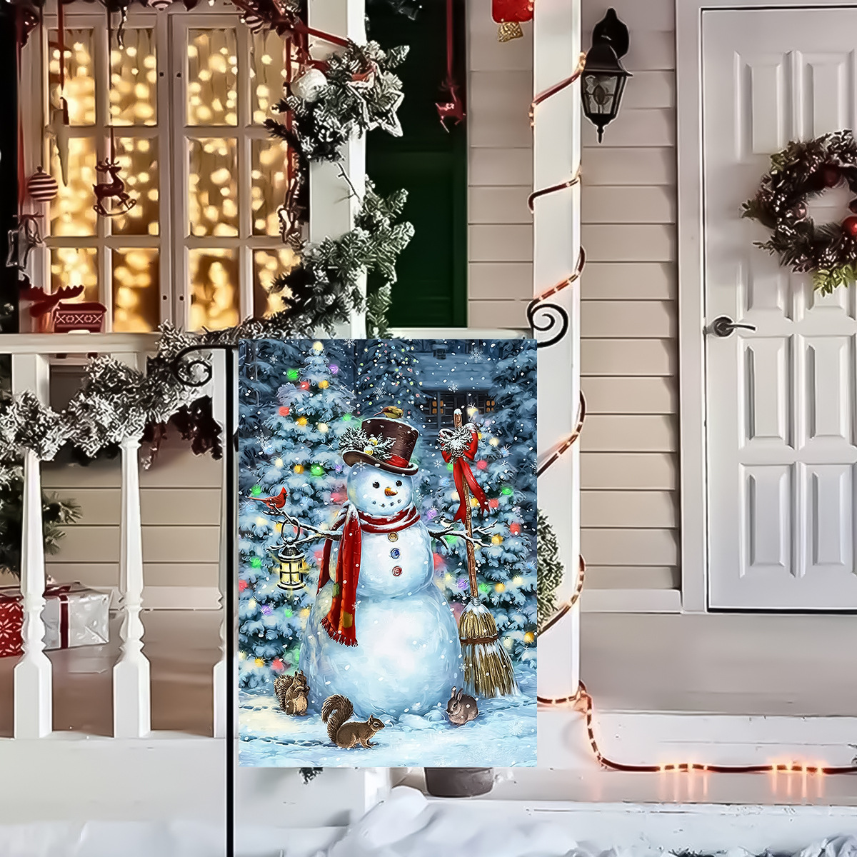 Cross-border special for Christmas series truck reindeer Christmas Snowman double-sided printing garden decoration garden flag flag_voghion.com
