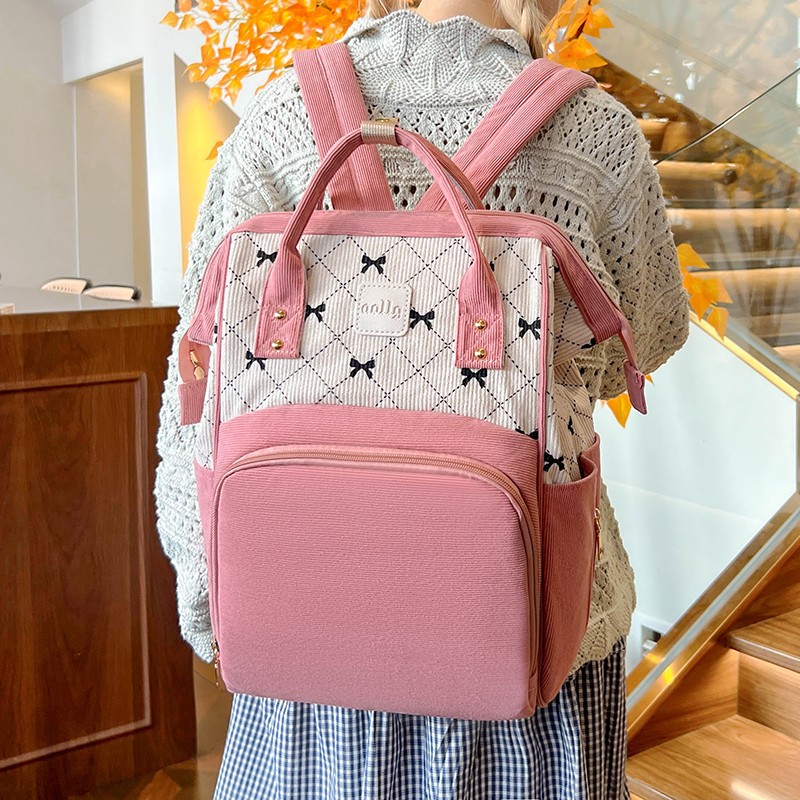 Bolsa de impresión de moda para mamás portátil versátil almacenamiento de botellas de leche bolsa de madre y bebé al aire libre mochila de viaje multifuncional portátil