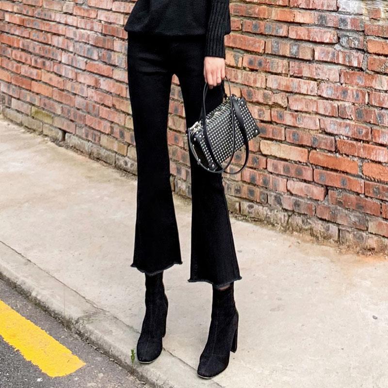 Black Bootcut Jeans for Women 2024 Autumn and Winter Fleece-Lined Versatile High-Waist Slimming Look Stretchy Raw Edge Flared Pants Black Bootcut Jeans for Women 2024 Autumn and Winter Fleece-Lined Versatile High-Waist Slimming Look Stretchy Raw Edge Flared Pants