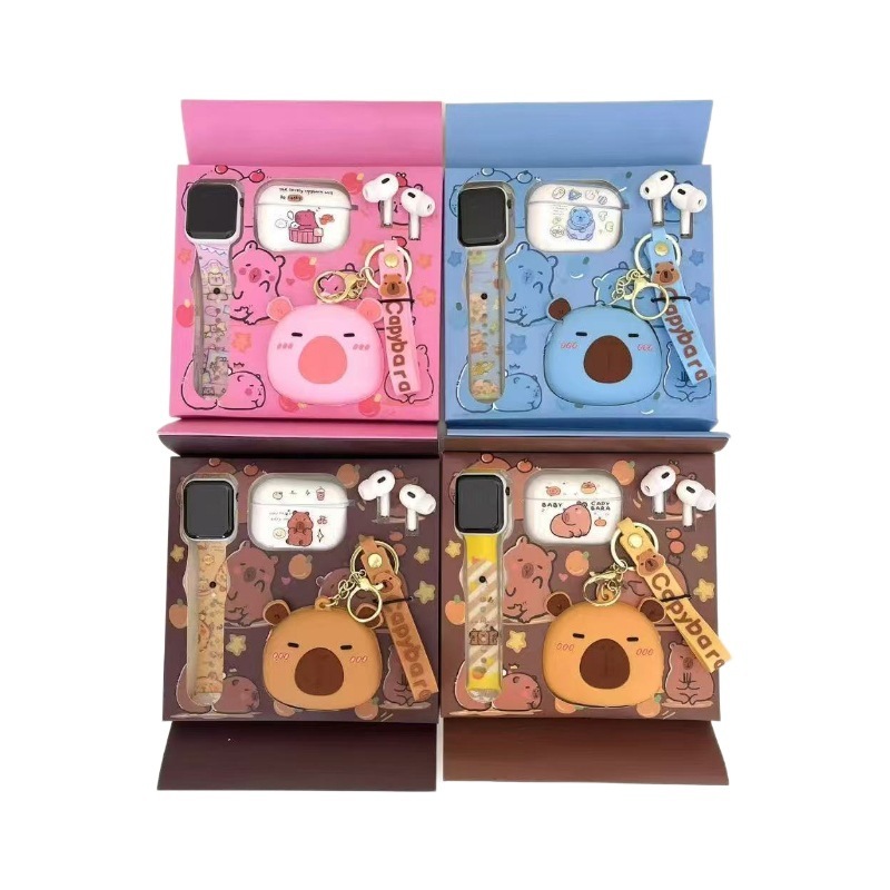 TWS06 クリエイティブでかわいい子供と学生の漫画 Capibala ワイヤレス インイヤー Bluetooth ヘッドセット ウォッチ セット付き|undefined
