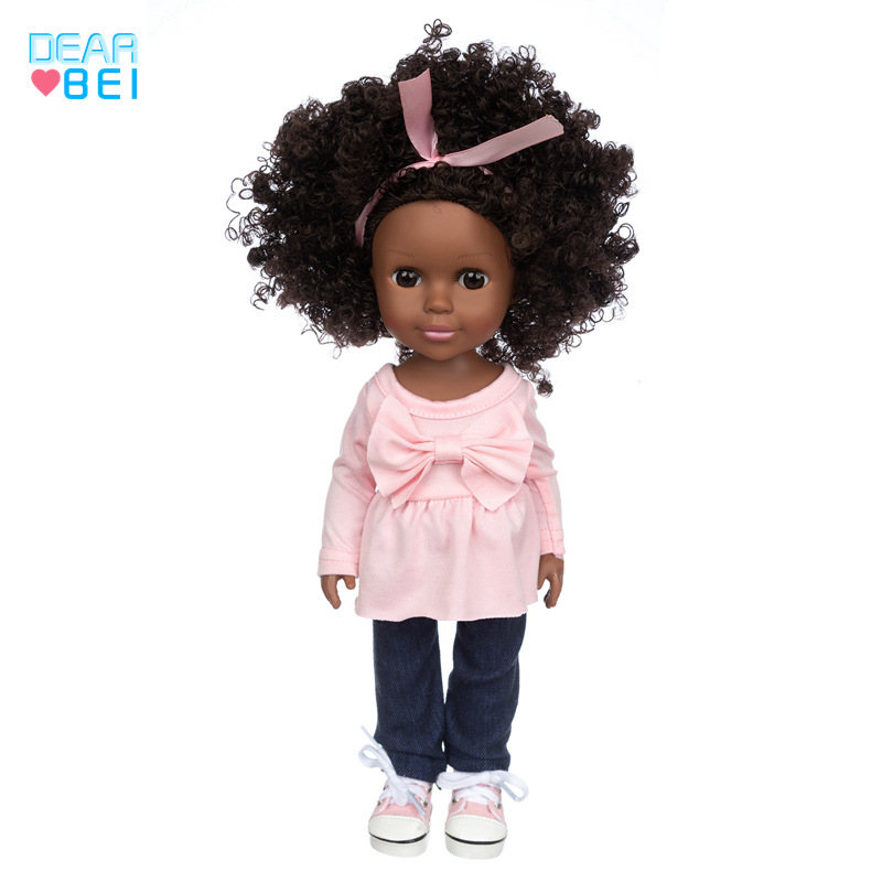Nueva muñeca de vinilo de 14 pulgadas muñeca Africana renacida muñeca de simulación de juguete para niños muñeca de vestir