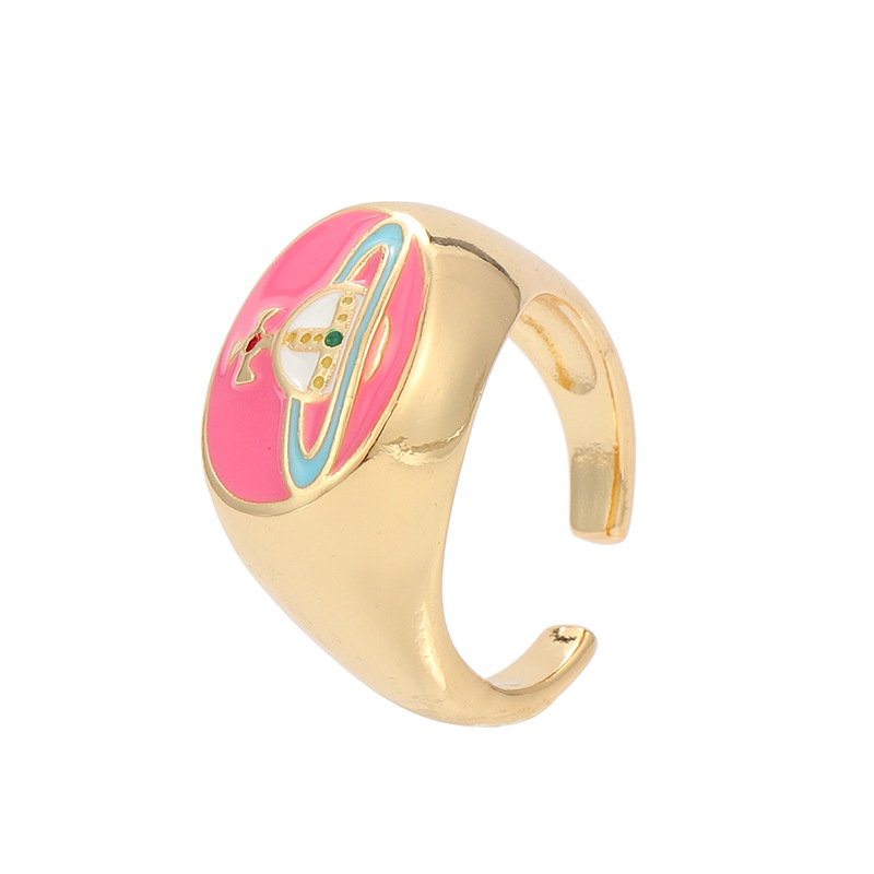 Basic Heart Shape Copper Enamel Open Ring 1 Piece