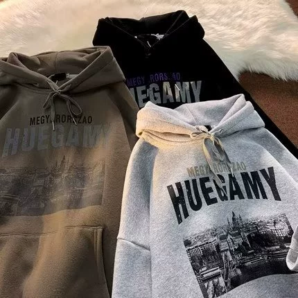Ретро Tide худи oversize демисезонная куртка, влюбленная пара американский стиль, унисекс