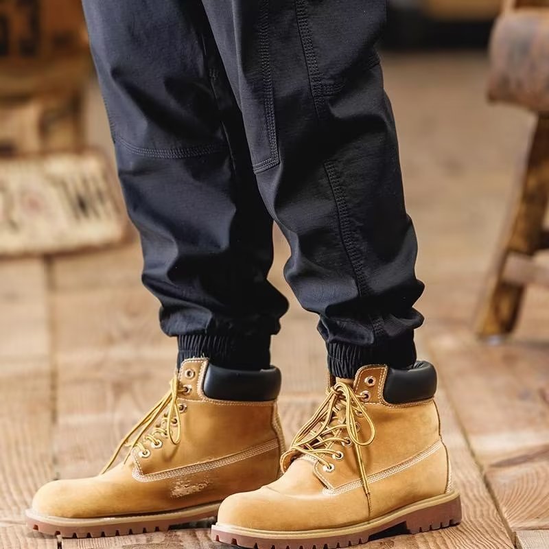 Multi-Bolsillo overoles hombres marca de moda japonesa más el tamaño de los pantalones sueltos atados al tobillo de primavera y otoño pantalones casuales de trabajo al aire libre