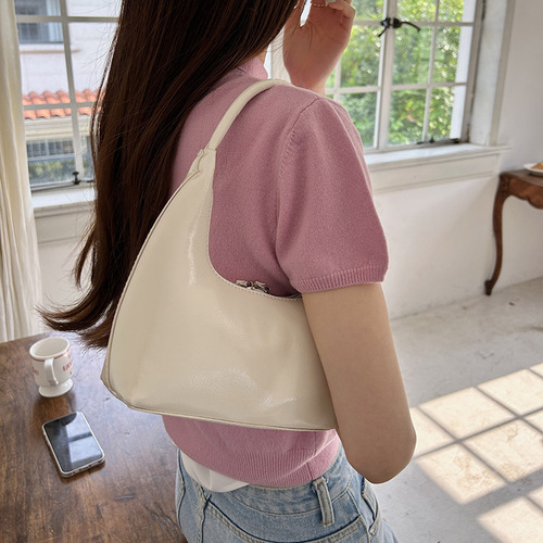 Silver crescent armpit bag for women 2024 new summer high-end niche original versatile French shoulder handbag