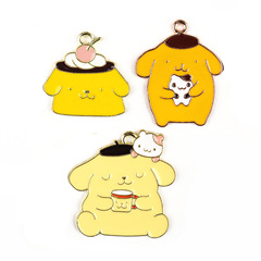 可愛布丁熊奶茶小熊 diy合金滴油飾品配件跨境髮飾鑰匙扣掛件吊墜