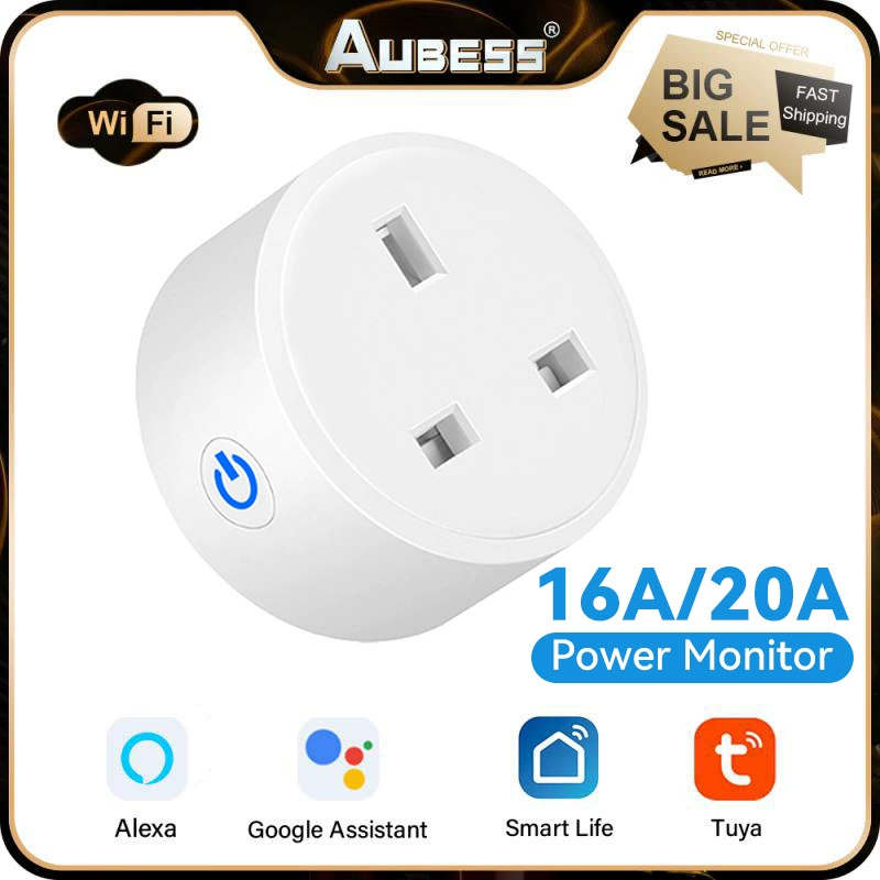Умная розетка Wi-Fi + Bluetooth, стандарт Великобритании, 16 А, 20 А, со статистикой электроэнергии