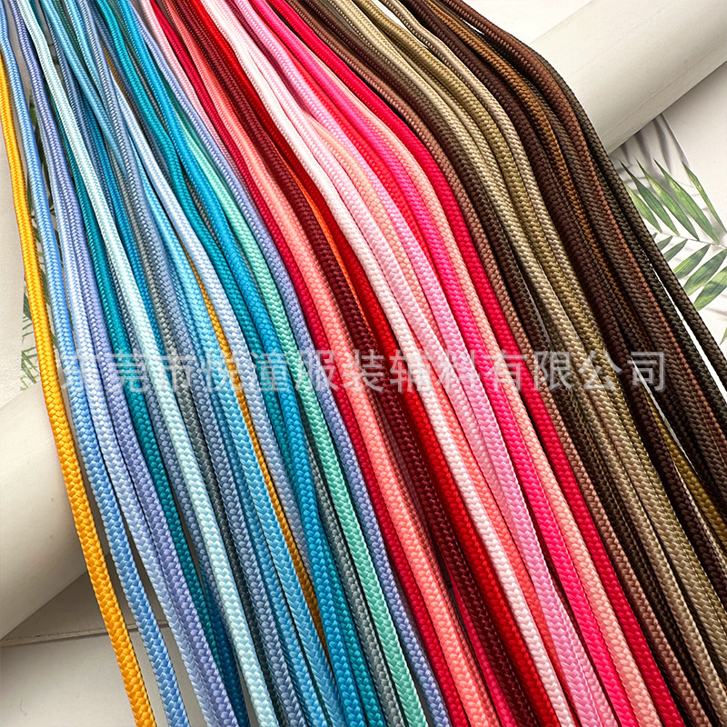 In-Stock Wholesale 3mm 16-Strand Solid Color Round Rope, Bag Drawstring, DIY Handmade Weaving Rope, Binding Rope Supply