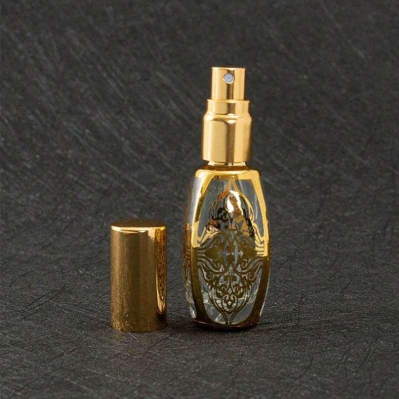 10ml botellas de perfume de oro lipa botellas de aerosol de vidrio botellas de cosméticos botellas de fragancia UV galvanizado botellas de fragancia al por mayor