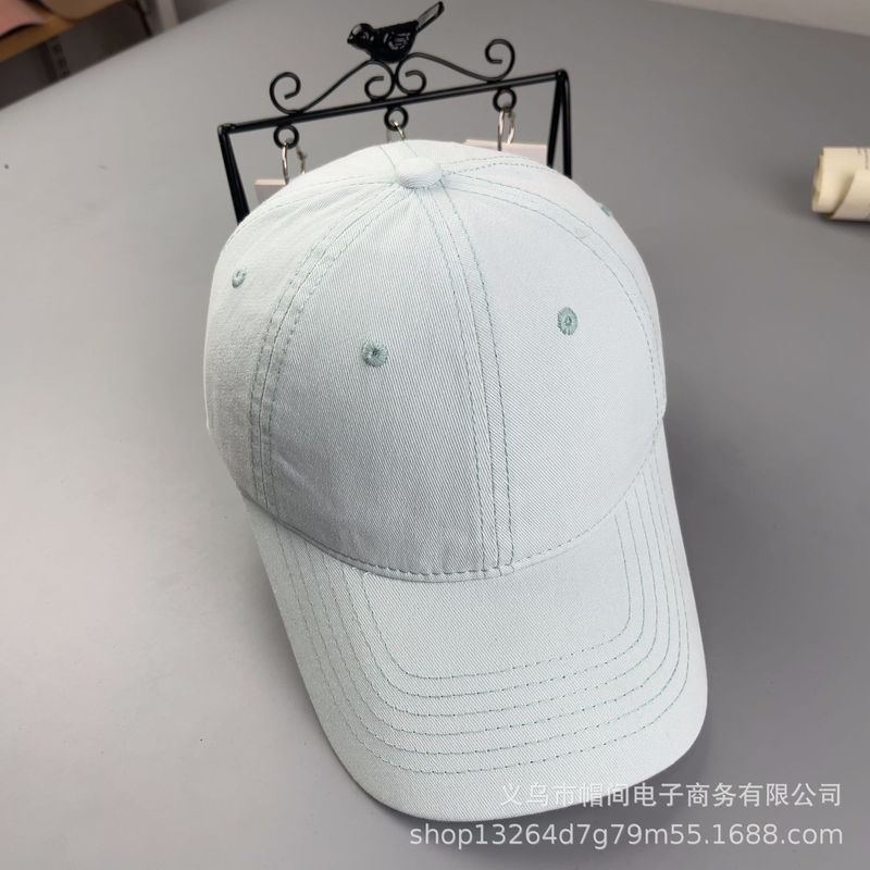 批发韩国新款纯色软顶纯棉棒球帽女四季光板遮阳防晒鸭舌帽可加工|undefined