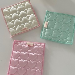 韓国インスタ風ハートキルティングサテンコットンコースタードーパミン系角型断熱マットデスクトップ装飾