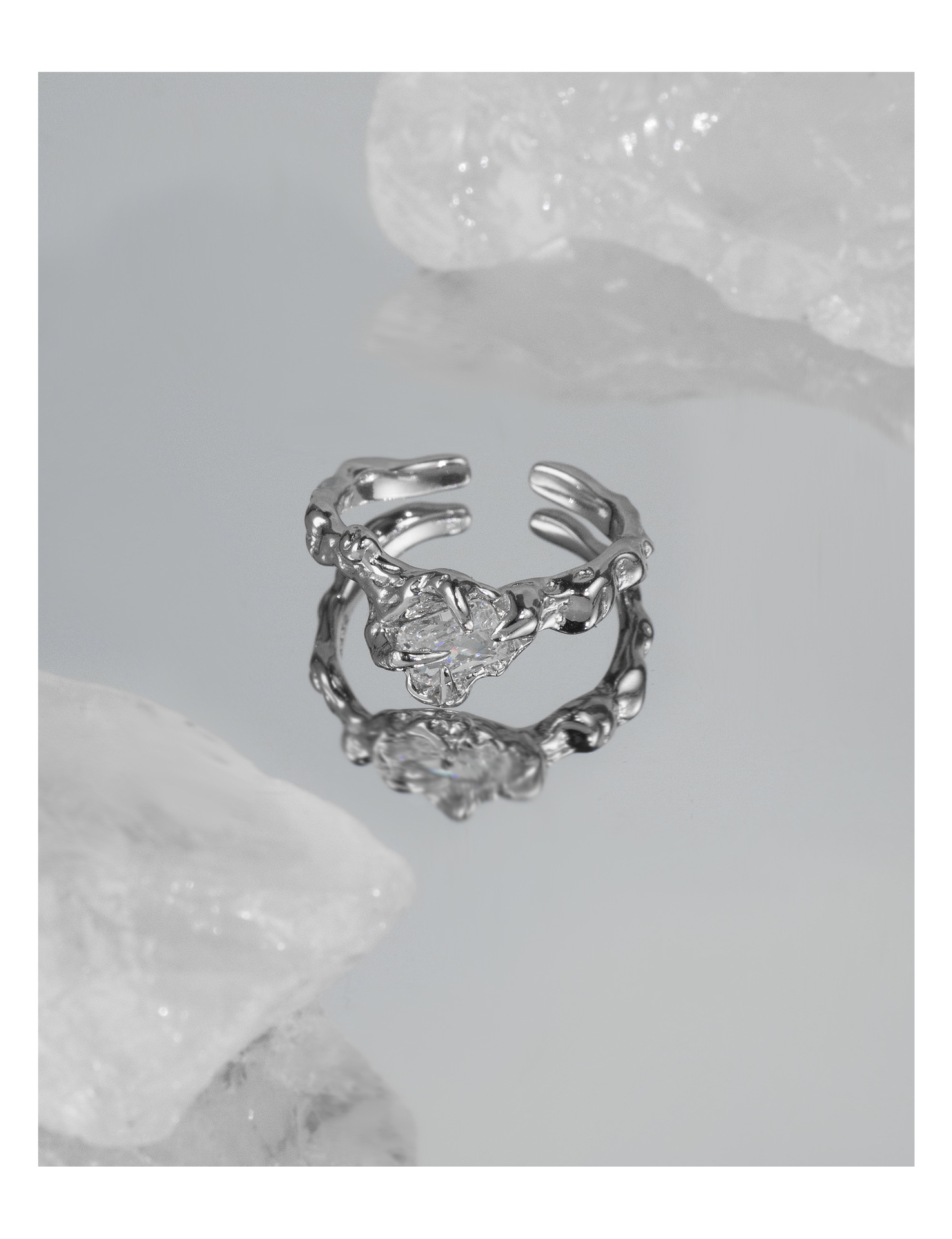 Fashion Geometric Copper Plating Zircon Open Ring