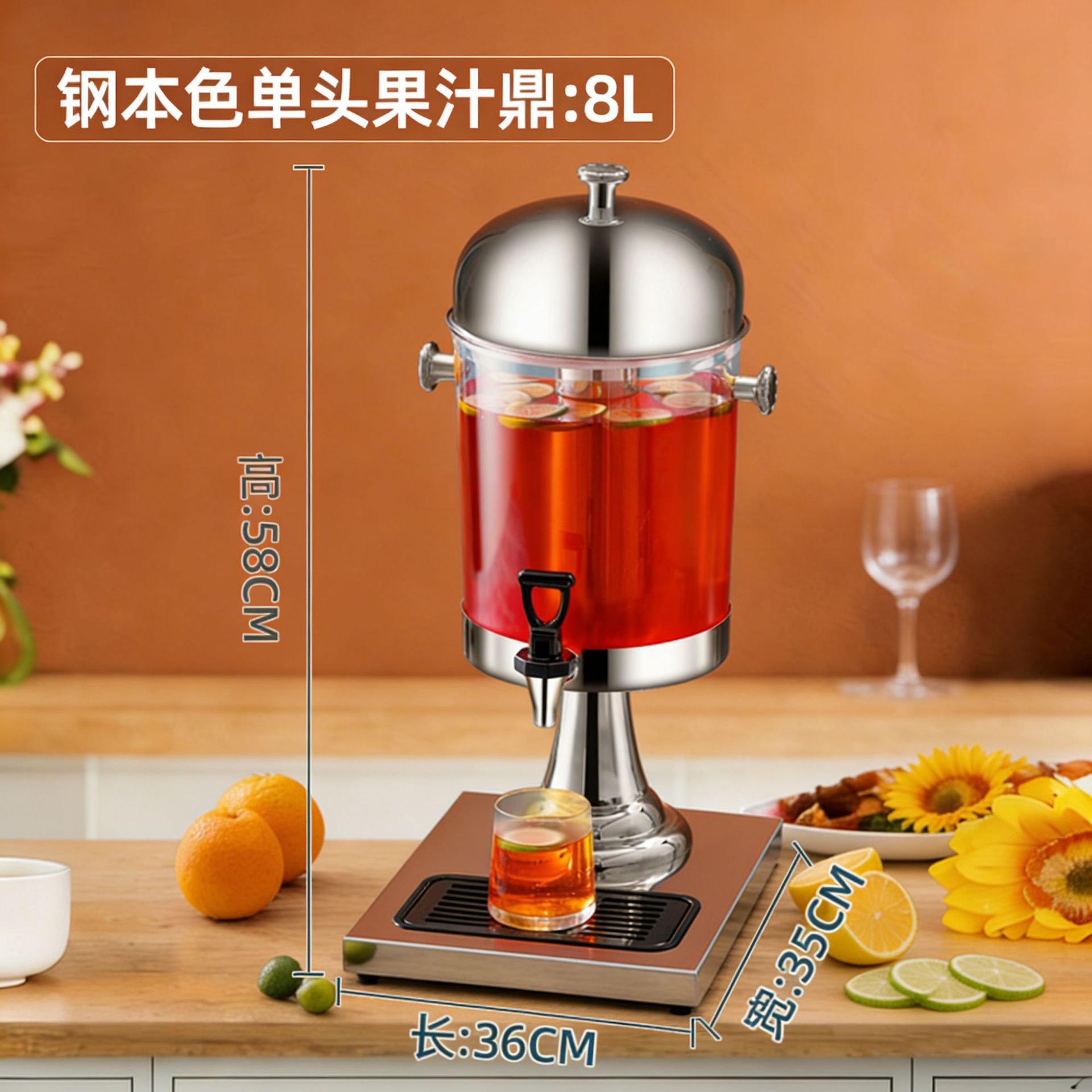 Máquina de bebidas de barril de jugo buffet engrosada máquina de jugo de acero inoxidable de gran capacidad bebida transparente comercial Dingxiang barril de aceite image 7
