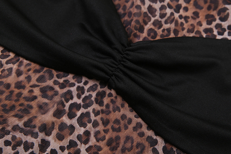 Spring Sexy Waist Trimming Contrast Color Sleeveless Leotard High Waist Leopard Print Trousers Two Piece Sets