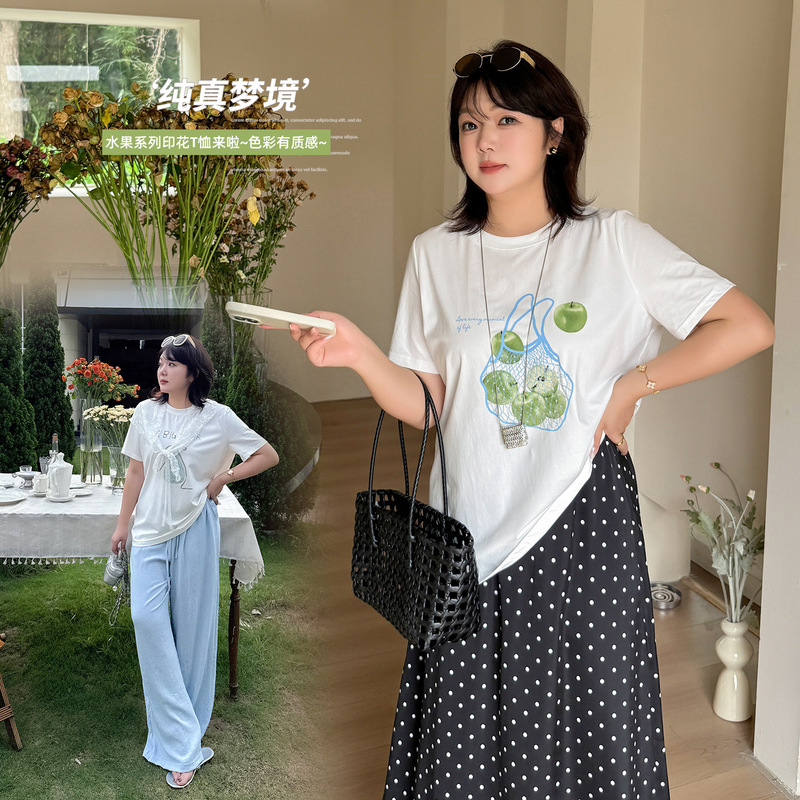 Inno Plus Size Women's Versatile Sister Style Round Neck T-Shirt 2026 Summer Design Beautiful Short Sleeve Top 254764