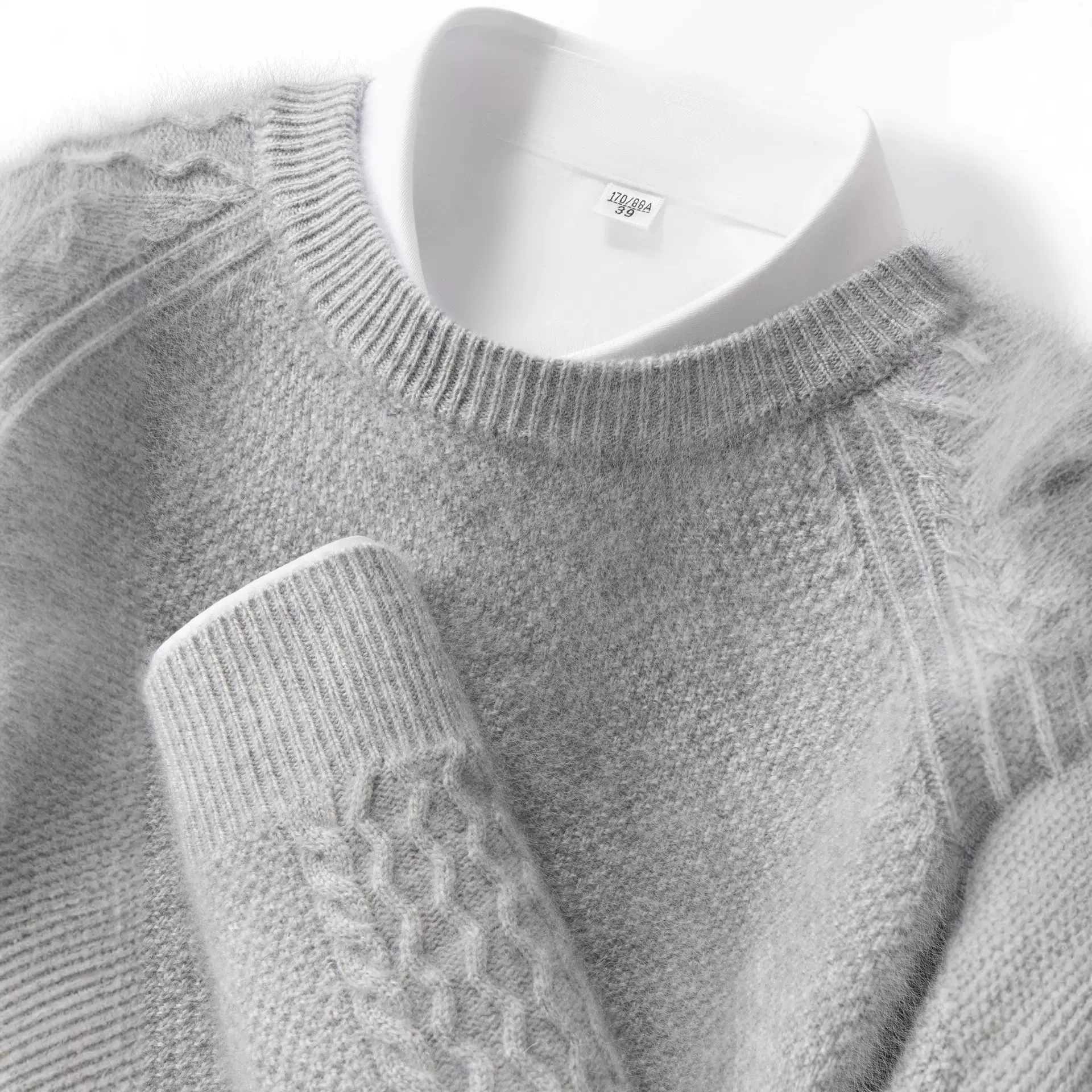 圆领套头羊绒衫25秋冬双股加厚男士休闲百搭扭花羊绒毛衣简约内搭