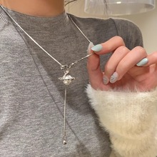 秋冬时髦星球珍珠项链抽拉调节高颜值毛衣链个性新潮配饰锁骨链
