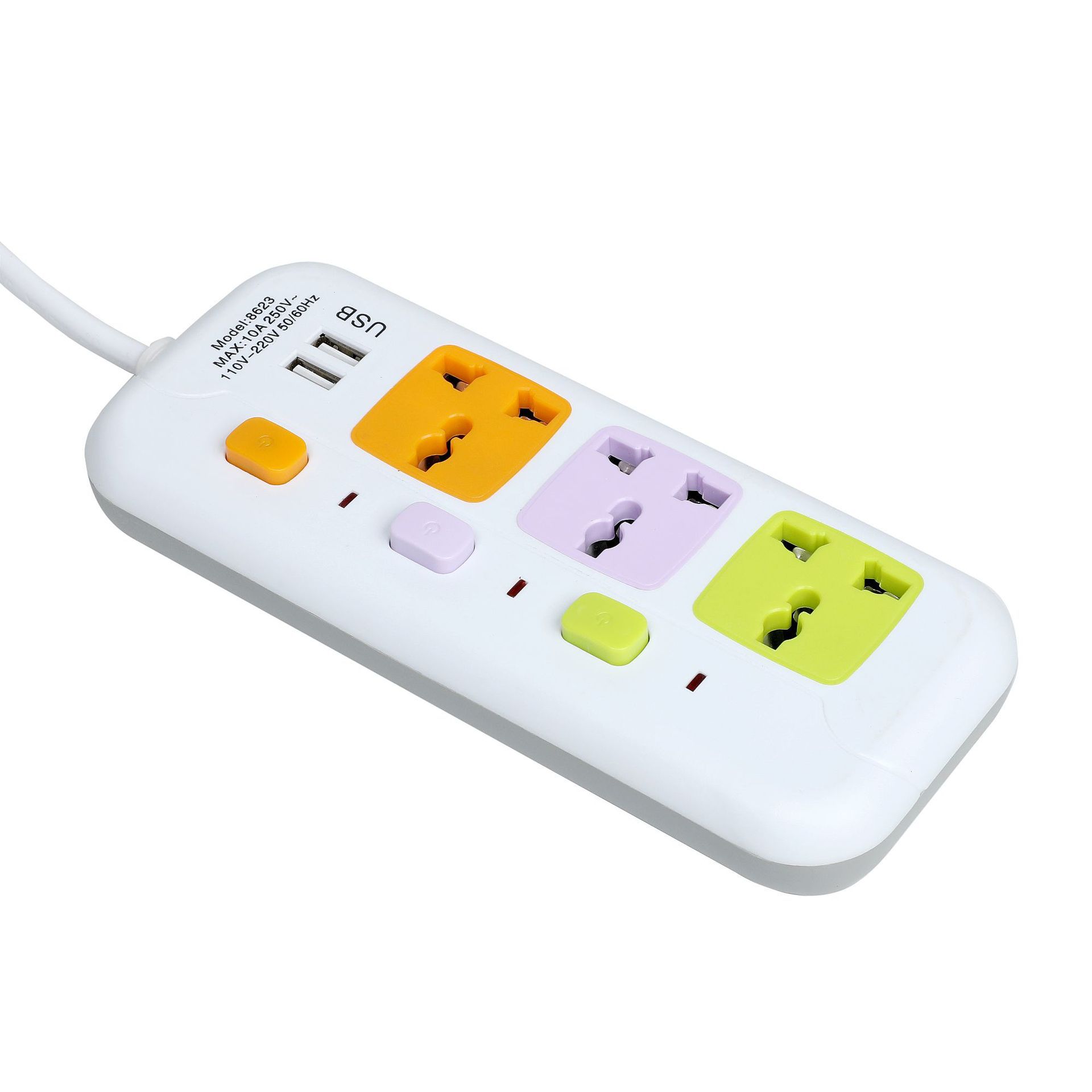 8623 # 8624 # USB 3 interruptores independientes con lámparas de color mezcladas en inglés enchufe de comercio exterior de América del Sur