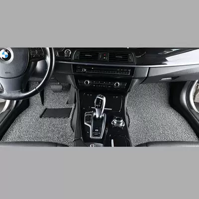 Car floor mats, carpet-style silk loop, Car Carpet - black-and-gray-contact-customer-service-to-inform-the-model-year-drivers-side-passengers-side-silk-loop-floor-mats-wear-resistant