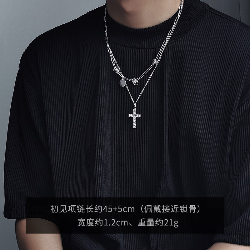 L009-B【45+5cm】크로스 더블 체인