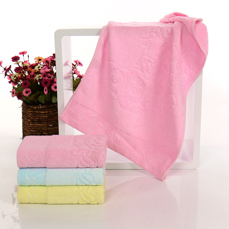 Bamboo fiber jacquard towel panda bamboo face towel household soft Children's towel cleansing bath towel face towel wholesale