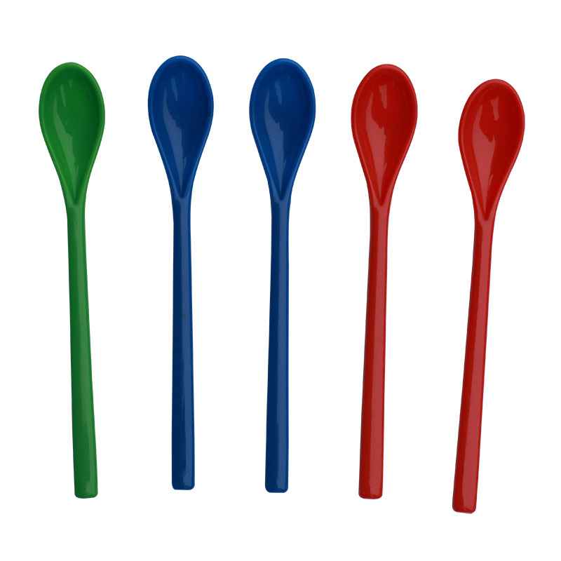 Colourful Plastic Childrens Spoons Long Handled Kitchen Scoops_voghion.com