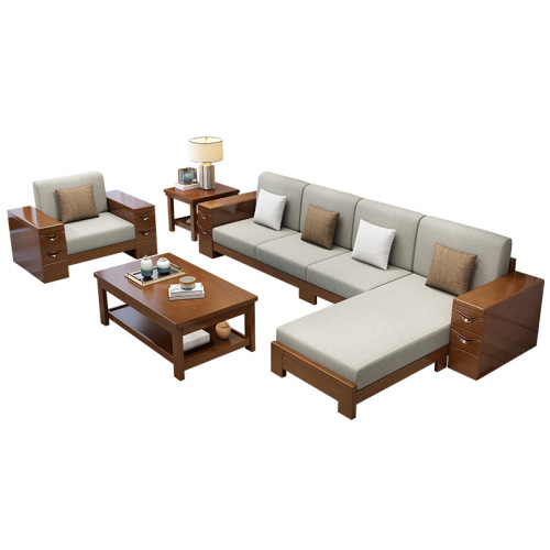 New Chinese-style solid wood sofa, home living room, large and small, winter and summer dual-use, hotel and B&B, high box storage sofa