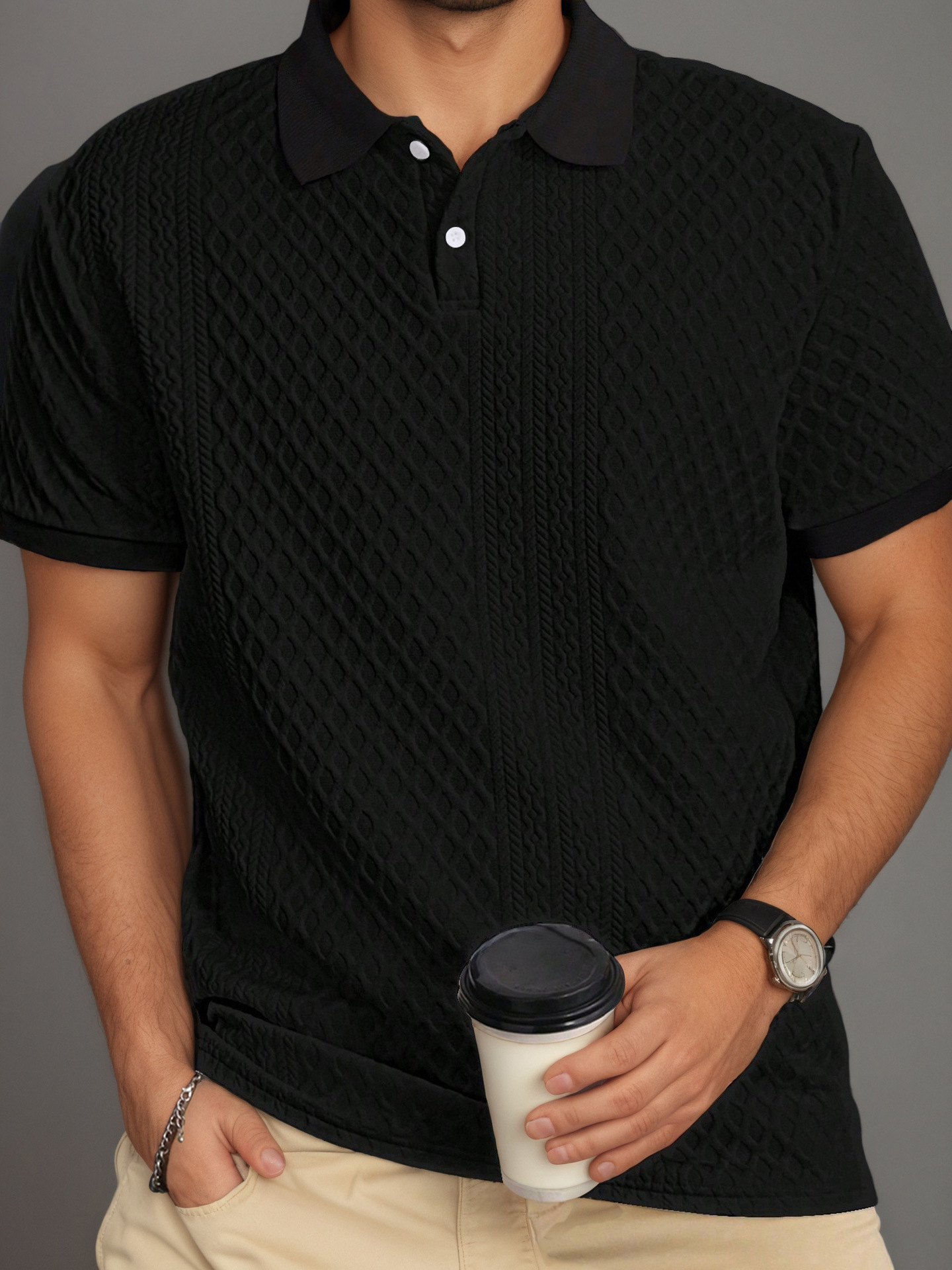 Men's Lightweight Breathable Short Sleeve Shirt, Casual Linen-Like Wrinkle-Resistant Button Down Shirt For Summer_viptrois.com