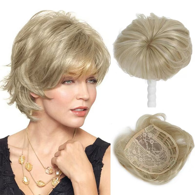 European and American Women's One-Piece Synthetic Hairpiece for the Top of the Head, Hair Extension to Increase Hair Volume and Cover the Top of the Head European and American Women's One-Piece Synthetic Hairpiece for the Top of the Head, Hair Extension to Increase Hair Volume and Cover the Top of the Head