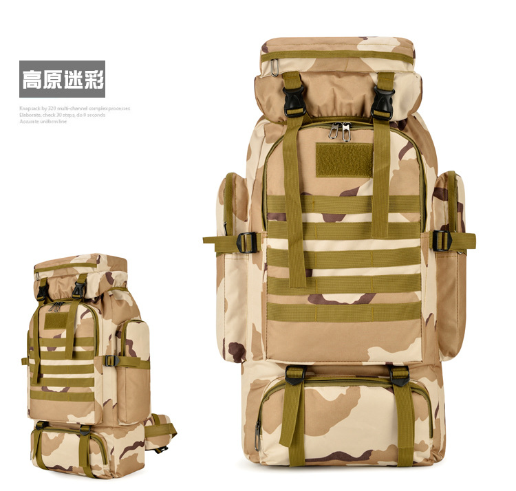 Mochila impermeable multifuncional transfronteriza, subcontratación de senderismo, bolsa de camping y montañismo, mochila de viaje de gran capacidad, bolsa de camuflaje