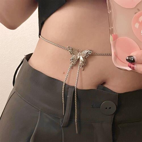 Butterfly tassel long pendant necklace women design sense minority personality simple versatile fashionable sexy hot girl waist chain neck chain