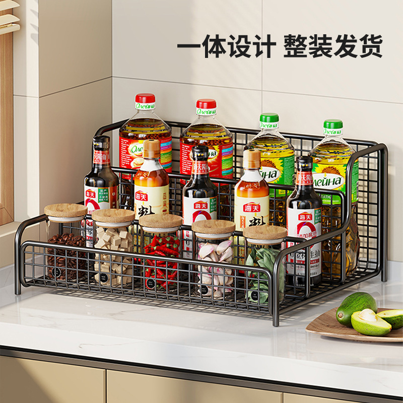キッチン調味料収納ラックカウンタートップ調味料醤油酢塩調味料ボトル多層アーティファクト多機能収納ラック|undefined