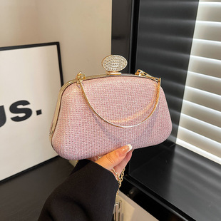 2025 Fashionable Distinctive Shoulder Crossbody Bag Instagram Style Fashionable Simple Western Style Bag Women's Simple Textive Chain Evening Bag