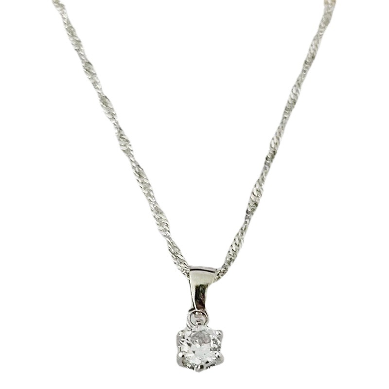 Nuevo europeo y americano simple ronda ZIRCON colgante pendientes traje 4-piezas conjunto Internet celebridad todo-fósforo ZIRCON Collar para mujeres