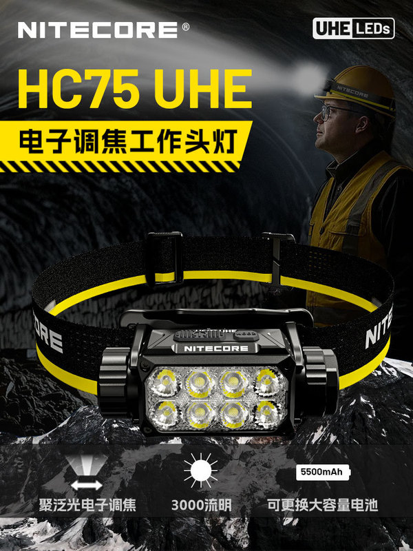 NITECORE HC75UHE 電子焦点作業ヘッドライト屋外登山強力な光と長いバッテリー寿命|undefined