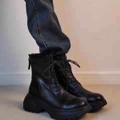 牛皮版~英伦风复古厚底马丁靴秋冬2025新款系带增高瘦瘦靴短靴女