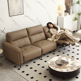 Simple Modern Small Apartment First-Class Genuine Leather Sofa Living Room Three-Seater Zero-Wall Electric Function First-Class Cabin