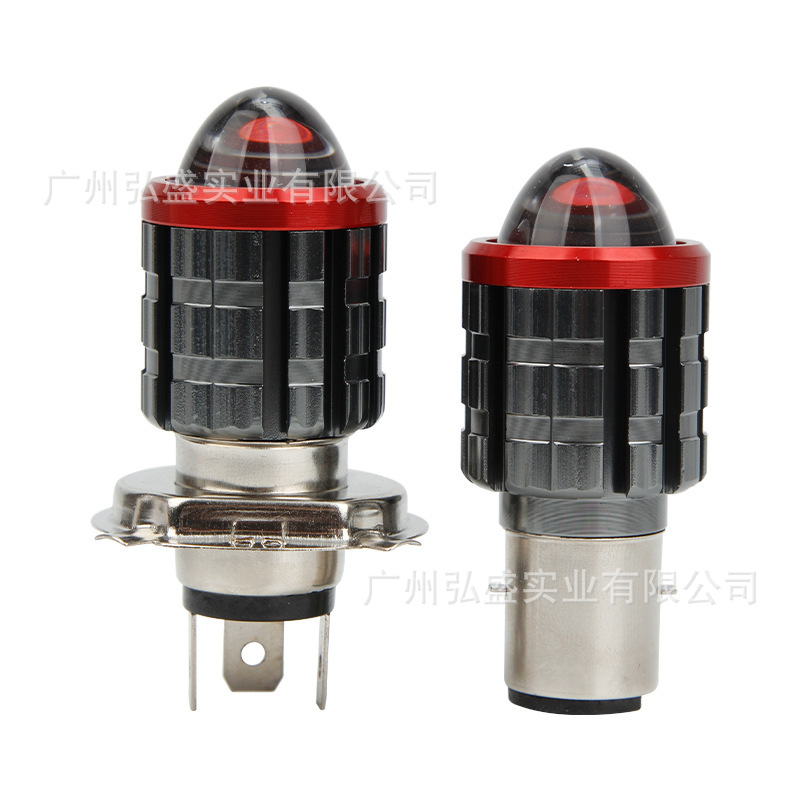 Tcyato Cross-Border Red Circle Small Steel Cannon Motorcycle Spotlight Electric Vehicle Ultra-Bright Waterproof Dual-Color High and Low Beam Led Light