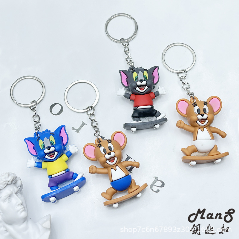 Creative Tom and Jerry Keychain Doll Pendant Tom Jerry Car Keychain Blind Box Doll DIY Accessories