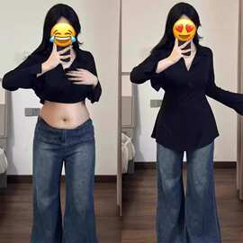 大码女装Polo领长袖T恤女2025春季修身显瘦收腰打底上衣胖mm200斤