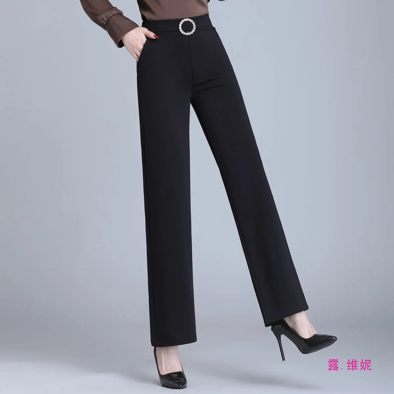 九分微喇休闲裤女春夏新款高腰显瘦弹力修身百搭垂感阔腿裤子|undefined