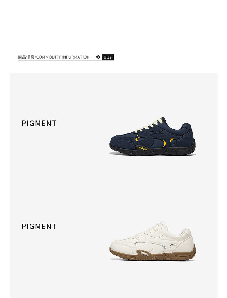 Giày sneaker nam cổ thấp nhẹ nhàng, mũi tròn, dây buộc phía trước, phong cách tối giản — KR 226m Trắng, KR226 xanh vàng chi tiết 3